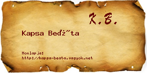 Kapsa Beáta névjegykártya